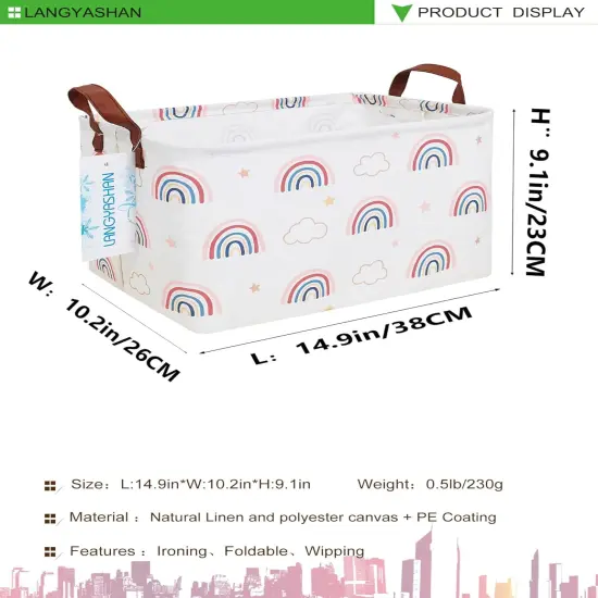 Rectangular Storage Bin Collapse Canvas Fabric Cartoon Storage Basket with Handles for Organizing {2}