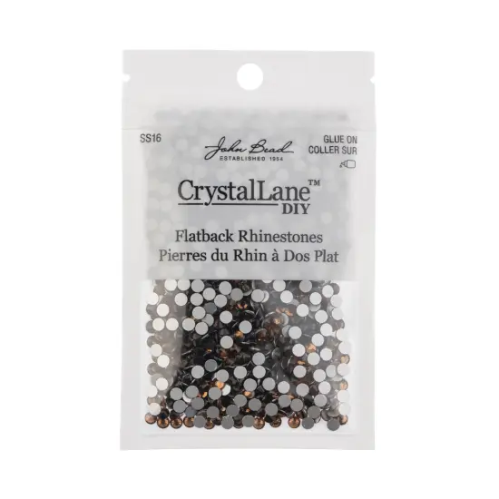 Crystal Lane DIY SS16 Glass Flatback Rhinestones, 1440pcs Smoked Topaz {3}