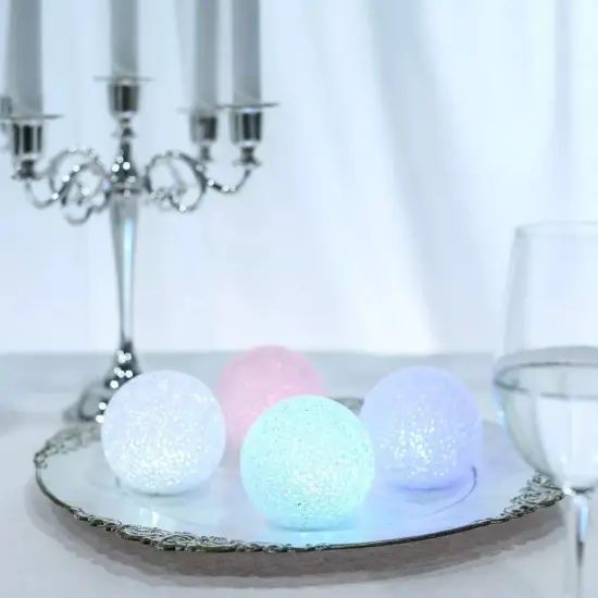 4 pcs 3-Inch wide Assorted LED Balls Battery Operated Orbs Lights Centerpieces {4}