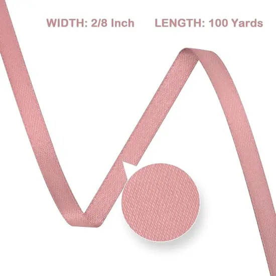 Double Faced Dusty Pink Satin Ribbon 1/4 Inch &times; 100 Yards Satin Ribbon Ideal for Gift Wrapping Flower Bouquet Art Crafts Sewing Weddings Floral Arrangements & Bows {2}