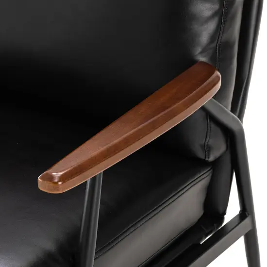 28"W Mid-century Modern Soft PU Leather Accent Armchair Set of 2-Black {4}