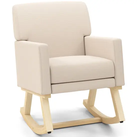 Costway Modern Upholstered Rocking Chair Rocking Armchair for Living Room Bedroom {1}