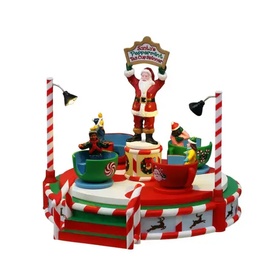 Santa's Peppermint Teacup Spinner - Lemax Carnival {1}