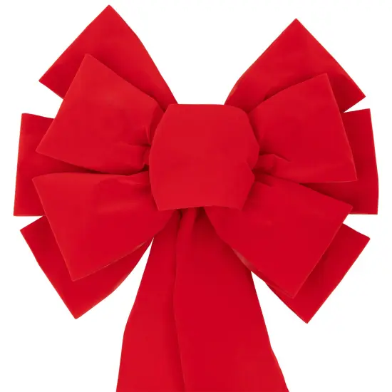 Northlight 14" x 34" Red 11-Loop Velveteen Christmas Bow Decoration {4}