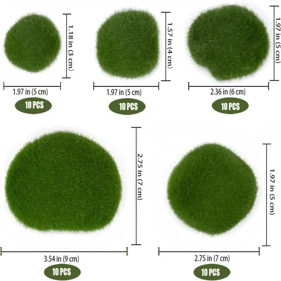 50 Pcs Artificial Moss Rocks &ndash; Lifelike Greenery for DIY & Garden Decor {2}