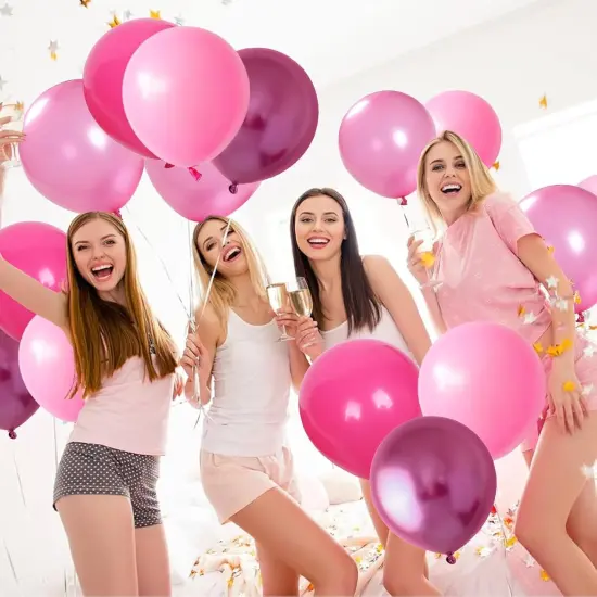 55 PCS 12 Inch Hot Pink Metallic Balloon Set (Pink) {6}