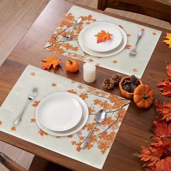 Set of 4 Autumn Maple Leaves Fall Placemats - 12 x 18 Inch {5}