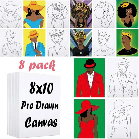 8 Pack Couples Pre Drawn Canvas (8x10) {1}