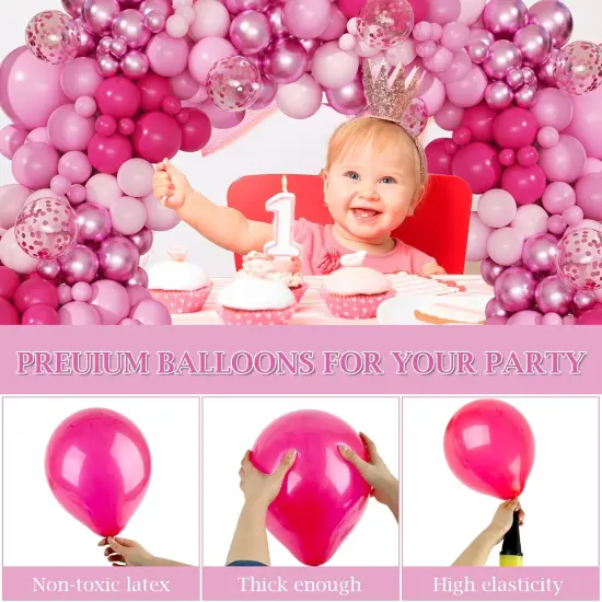 168 Pcs Hot Pink Balloon Garland (Pink) {3}