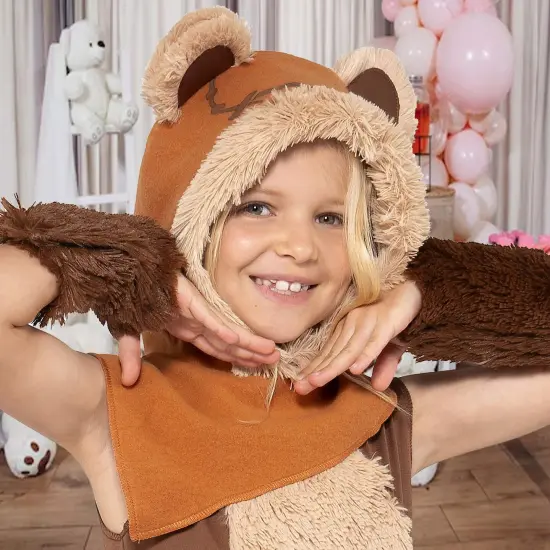 Kids Star Wars Ewok Dress Costume with Hood and Cuffs {2}
