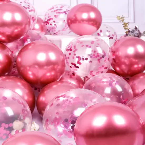 60 Pcs 12 inch Magenta Balloon Metallic Pink Confetti Balloons(Hot Pink Light Pink Metallic Pink) {3}