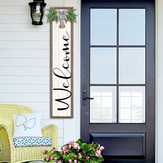 Welcome Sign for Front Porch Standing (Wood White) {6}