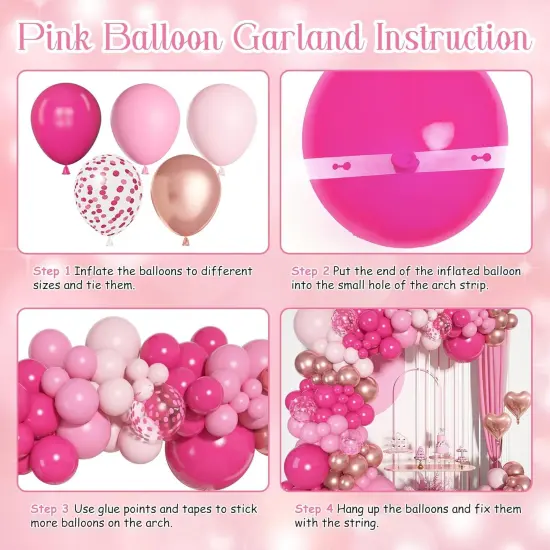 Different Sizes 18 12 10 5Inch Hot Pink Pastel Latex Metallic Confetti Heart Foil Balloon(pink) {2}