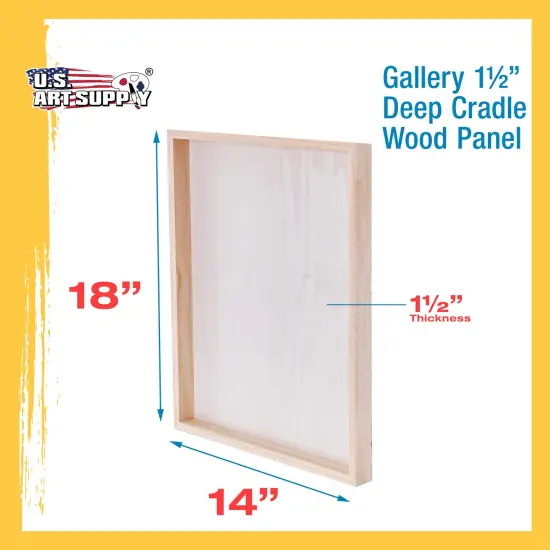 Unfinished Cradled Wood Panels for Painting, 2 Pack of 14x18 inch - Gallery Birch Wooden Canvas Boards 1-1/2" Deep - Mixed-Media Craft, Acrylic, Oil, Encaustic, Paint Pouring {3}