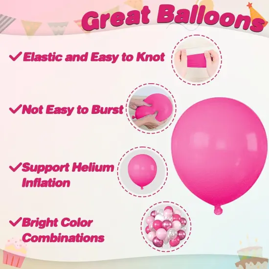 12 Inch Hot Pink White Balloons (	Hot Pink White) {2}