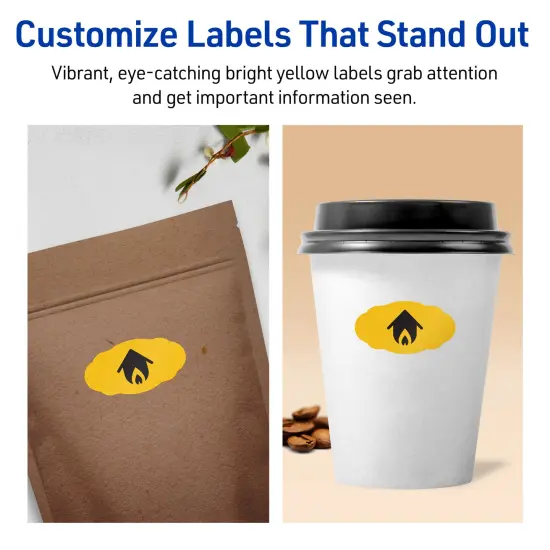 Avery Bright Yellow Paper Labels, 1-1/8" x 2-1/4" Oval Scalloped {3}