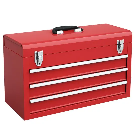 Costway Portable Tool Chest Box Storage Cabinet Garage Mechanic Organizer 3 Drawers Black/Red/Blue {8}