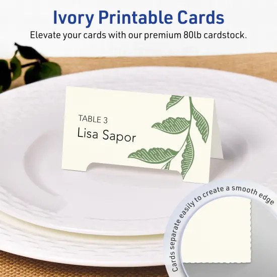 Avery Matte Ivory Tent Cards, 2-1/16" x 3-3/4" Arched {2}