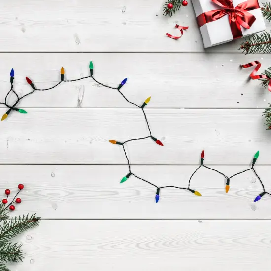 Northlight LED C6 Faceted Christmas Lights - Multicolor - 15.75’ Green Wire - 50ct {3}