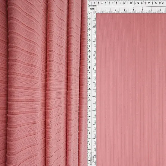Premium 8x3 Yummy Rib Knit Fabric 58/60", Great for Fashion Projects ROSE {1}