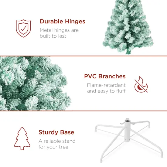 Best Choice Products Pre-Lit Sage Green Christmas Pine Tree w/ Flocked Branches, Warm-White Lights {6}