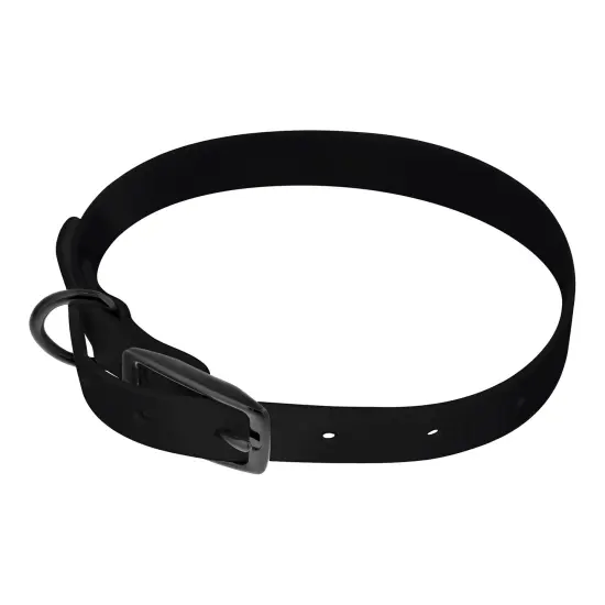 MiMu Small Silicone Dog Collar - Black 18in Stylish Dog Collar with Prong Buckle {3}