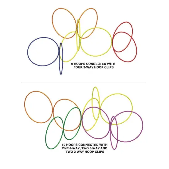 S&S Worldwide Ultimate No-Knott Hoops and Hoop Connector Clips Easy Pack. Includes 18 Durable Hoops, 6 each in 24", 30" and 36" - Plus 19 Hoop Connector Clips! Use Clips to Create Vertical Structures. {7}