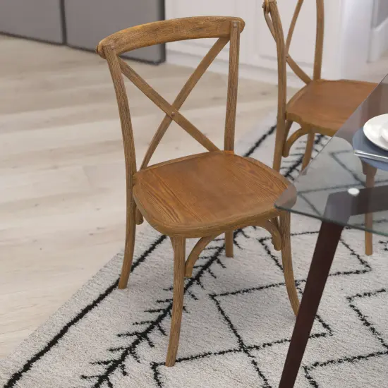 Merrick Lane Bardstown X-Back Bistro Style Wooden High Back Dining Chair Lime Wash {11}