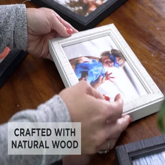 Photo Size Textured White Picture Frame - UV Acrylic, Foam Board Backing, Hanging Hardware {3}