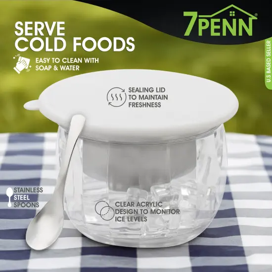 7Penn Cocktail Shrimp Serving Dish with Ice Chamber 2pk - 20oz Stainless Bowl {5}