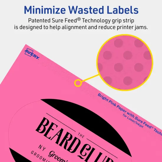 Avery Bright Pink Paper Labels, 4" x 6" Oval {4}