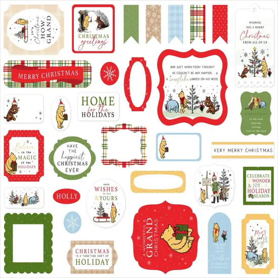 Echo Park Cardstock Ephemera-Icons, Winnie The Pooh Christmas {2}