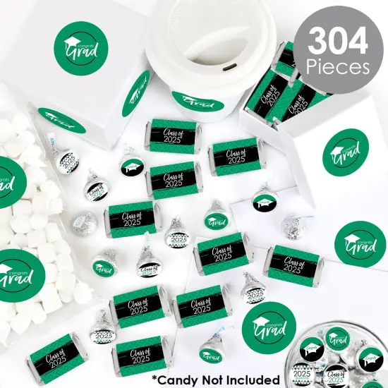 Big Dot of Happiness 2025 Green Graduation Party Candy Favor Sticker Kit - 304 Pieces {3}