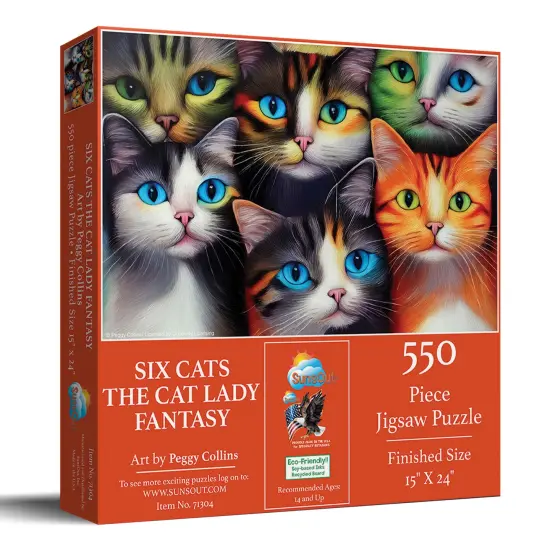 Sunsout Six Cats the Cat Lady Fantasy 550 pc Jigsaw Puzzle 71304 {3}