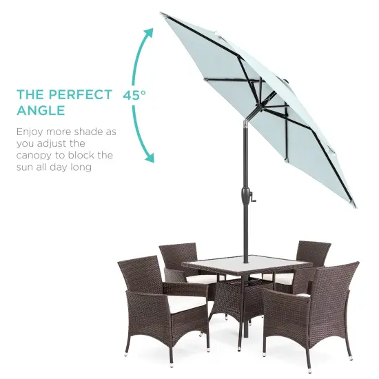 Best Choice Products 7.5ft Heavy-Duty Outdoor Market Patio Umbrella w/ Push Button Tilt, Easy Crank Baby Blue {2}