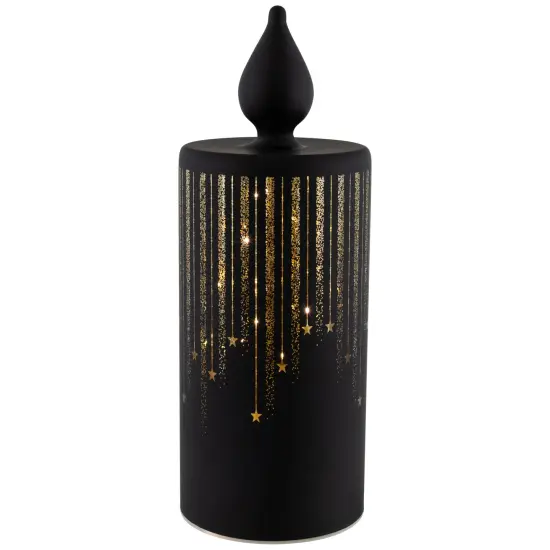 Northlight LED Lighted Glass Candle with Stars Christmas Decoration - 9.5" - Large Black {3}