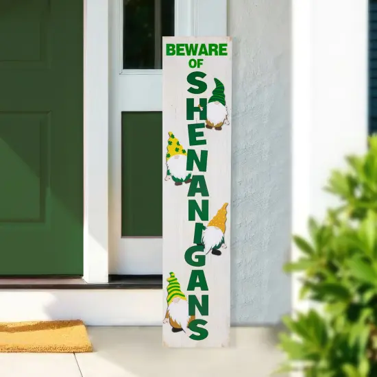 Northlight Beware of Shenanigans St. Patrick's Day Porch Board Sign - 36" White {1}