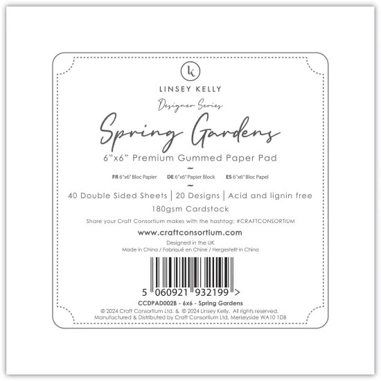 Craft Consortium Double-Sided Paper Pad 6"X6" 40/Pkg-Spring Gardens, 20 Designs {2}