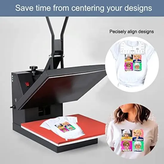 9Pcs Tshirt-Ruler Guide to Center Vinyl, Transparent V-Neck/Round PVC Ruler for Alignment {4}