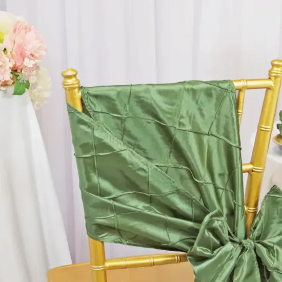 10 Pieces Elegant 9.5 by 108 inch Pintuck Taffeta Chair Sashes Clover Green {4}
