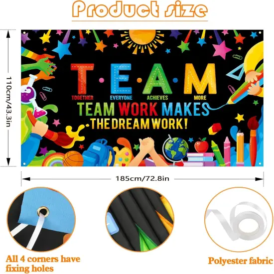 Motivational Classroom Banner Back To School Backdrop Decoration - Black {2}