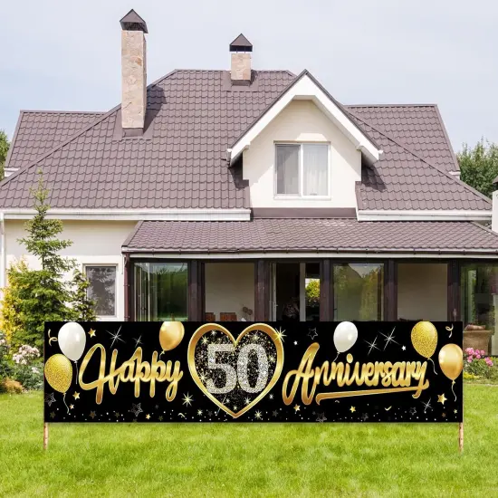 Happy 50th Wedding Anniversary Banner Decorations {1}