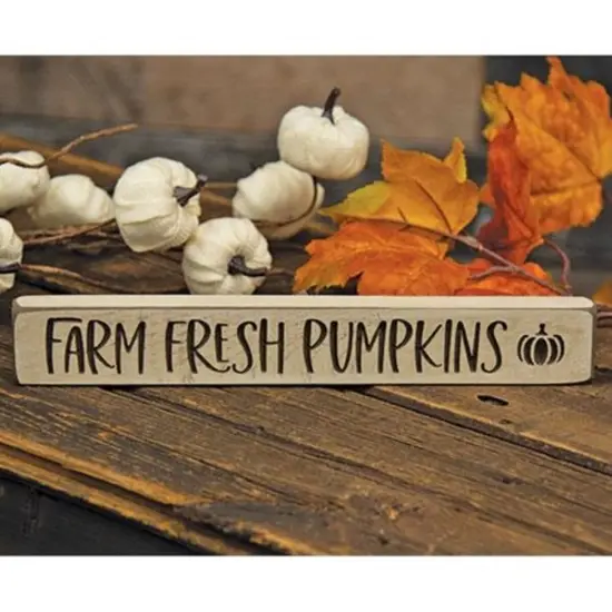 Farm Fresh Pumpkins Decorative Wooden Block Sign for Fall Home D&eacute;cor {2}