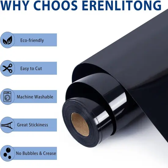 Black Iron on Vinyl 12Inch by 20ft Roll HTV Heat Transfer Vinyl for T-Shirt {2}