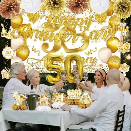 50th Wedding Anniversary Decorations - Happy 50th Anniversary Banner {2}