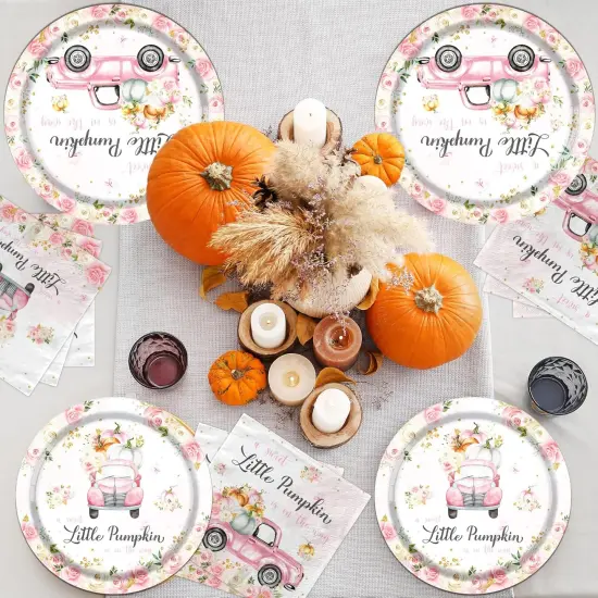 Little Pumpkin Paper Plates and Napkin Pumpkin Baby Shower Party Decorations {5}