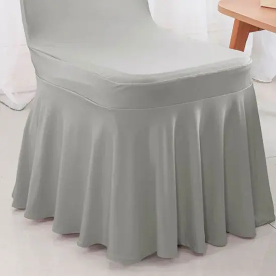 Spandex Banquet Skirt Chair Cover Silver Elegant Stretch Skirt Fit Durable Event Decor {4}