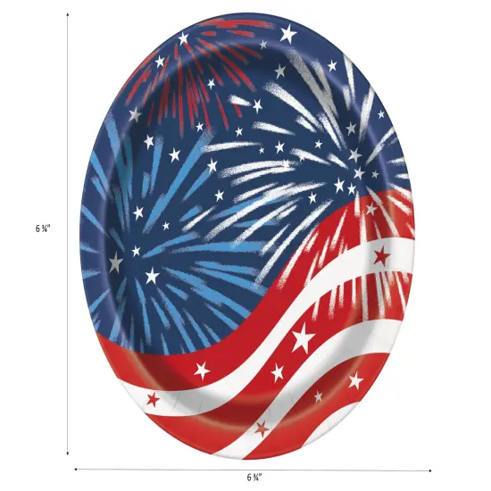 Patriotic Fireworks 4th of July Round 7" Dessert Plates - 8ct {2}