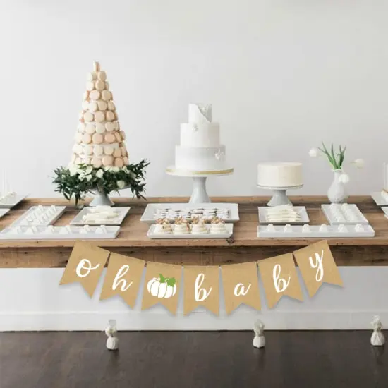 White Pumpkin Baby Shower Fall Banner Gender Neutral Autumn {5}