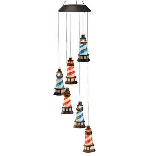 Collections Etc Solar Powered Nautical Lighthouse Garden Mobile {2}
